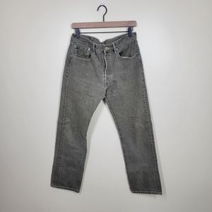 Levi's straight leg 501 button fly green jeans 32×30